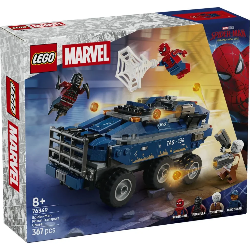 LEGO MARVEL SPIDERMAN URMARIRE CU OMUL PAIANJEN SI MASINA INCHISORII 76349