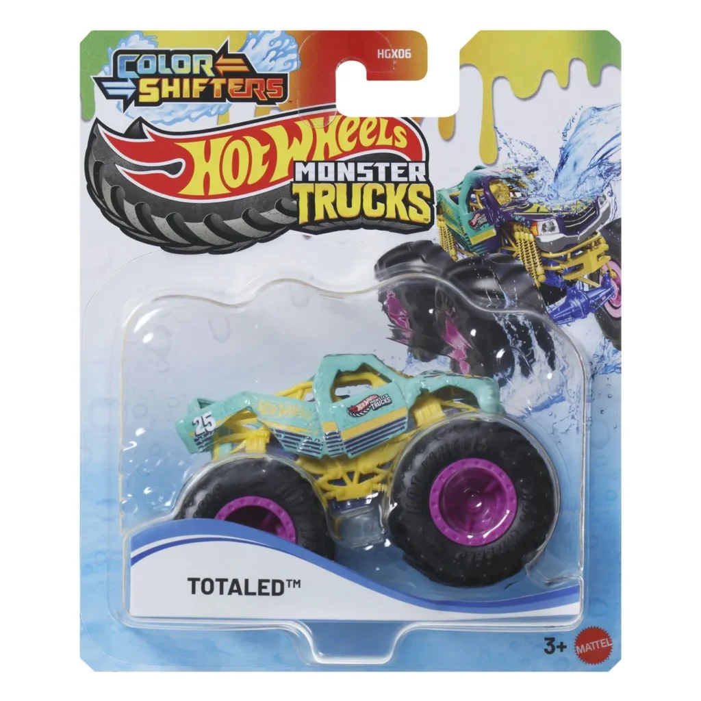 HOT WHEELS MONSTER TRUCK CAMION TOTALED CU CULORI SCHIMBATOARE SCARA 1 LA 64