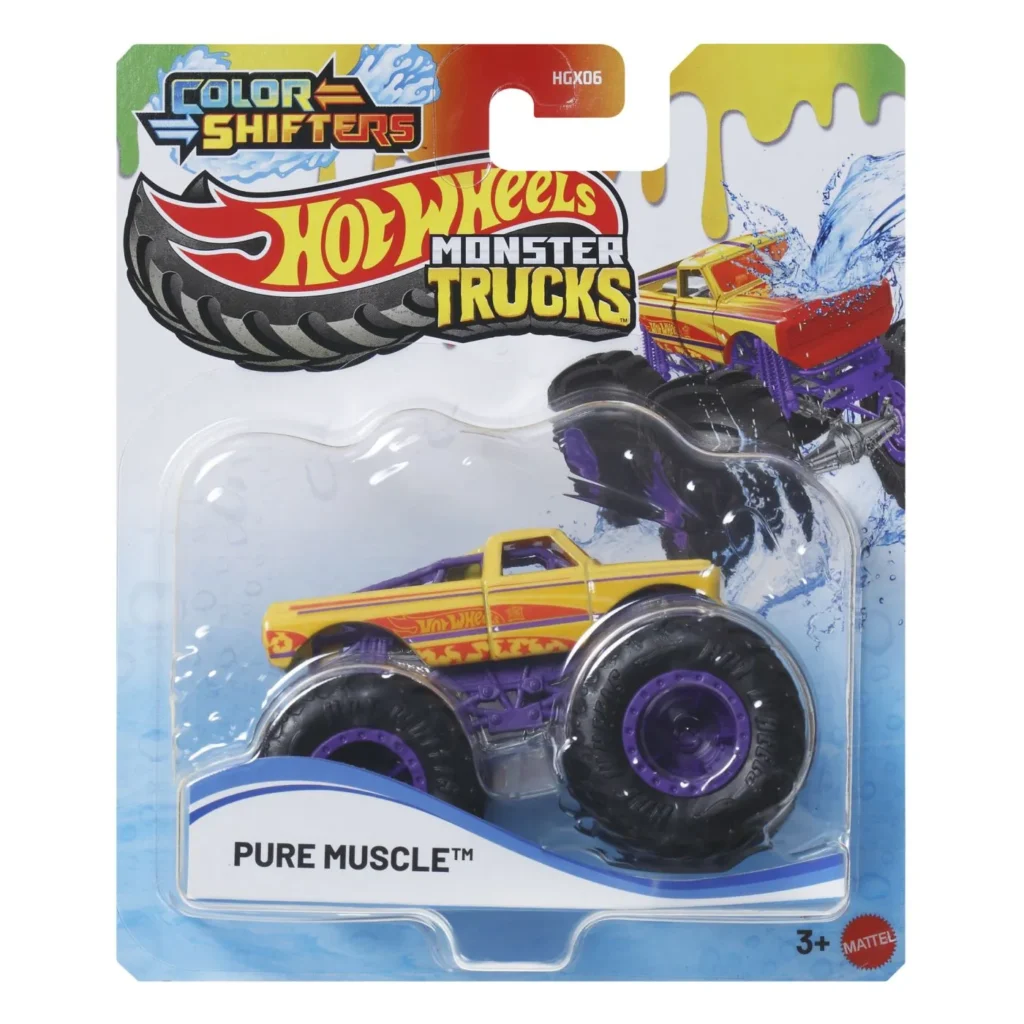 HOT WHEELS MONSTER TRUCK CAMION PURE MUSCLE CU CULORI SCHIMBATOARE SCARA 1 LA 64