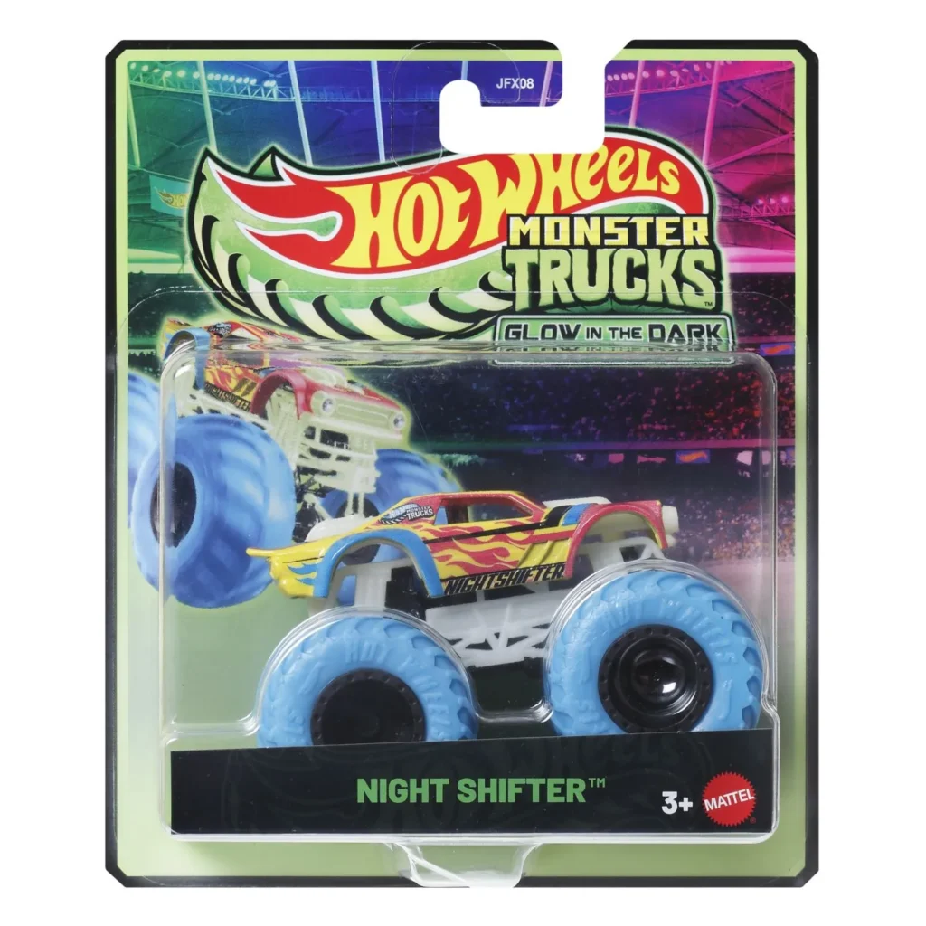 HOT WHEELS MONSTER TRUCK GLOW IN THE DARK MASINUTA NIGHT SHIFTER SCARA 1 LA 64