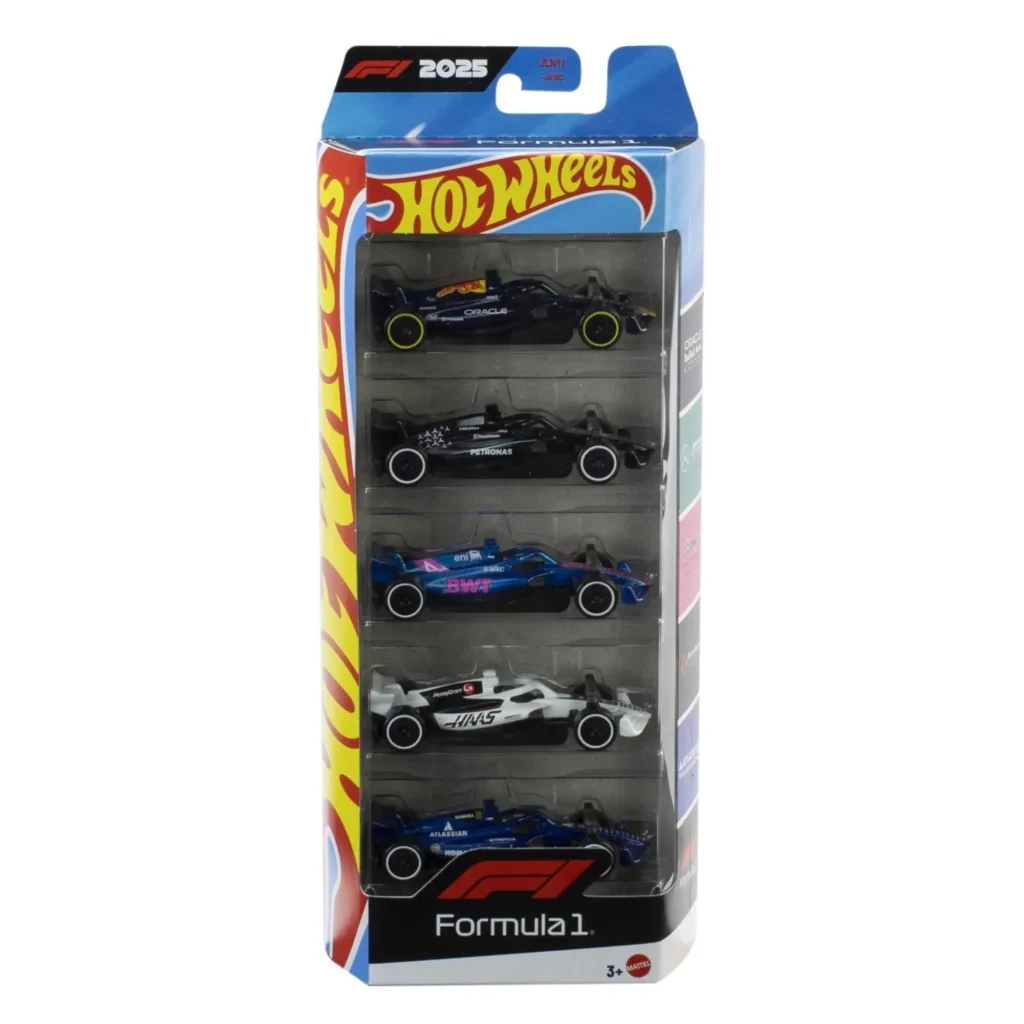 HOT WHEELS SET 5 MASINUTE METALICE FORMULA 1 2025