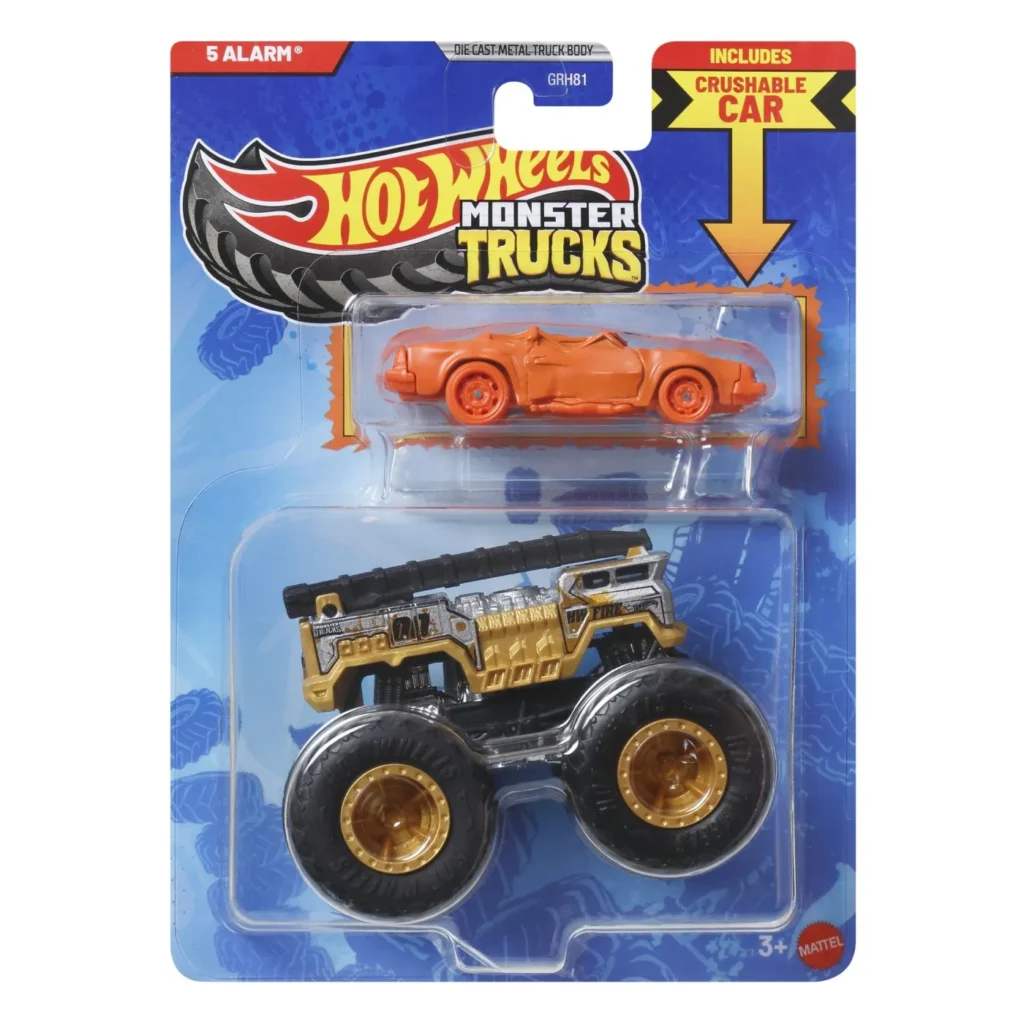 HOT WHEELS MONSTER TRUCK SI MASINUTA METALICA 5 ALARM AURIU