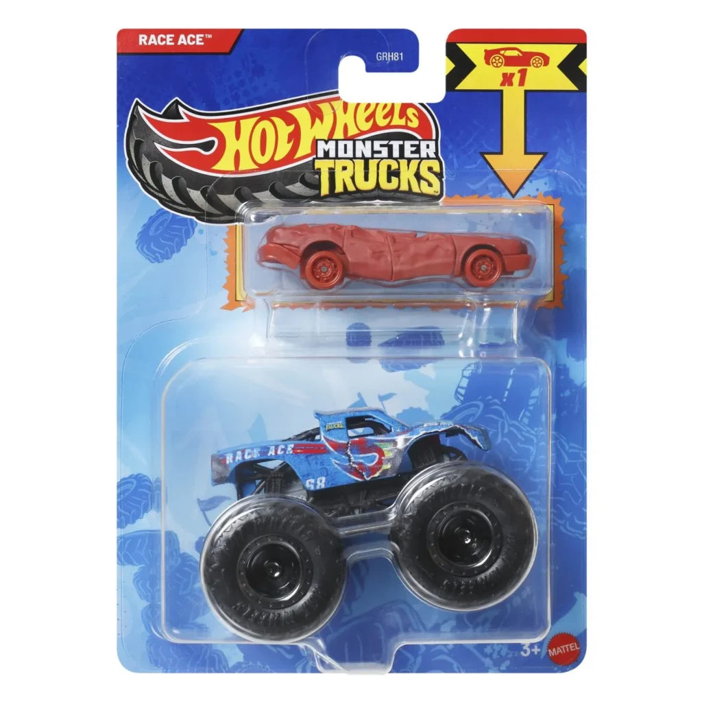 HOT WHEELS MONSTER TRUCK SI MASINUTA METALICA RACE ACE ALBASTRU
