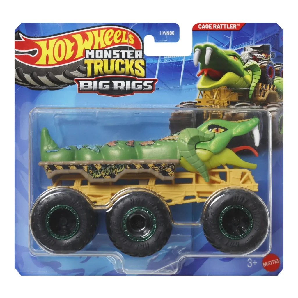 HOT WHEELS MONSTER TRUCK BIG RIGS MASINUTA METALICA CU 6 ROTI CAGE RATTLER SCARA 1 LA 64