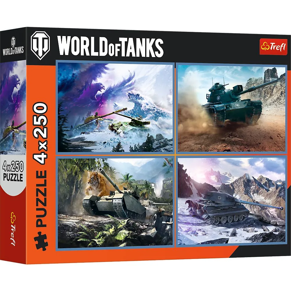 PUZZLE TREFL 4X250 WORLD OF TANKS BATALIE GROZAVA CU TANCURI