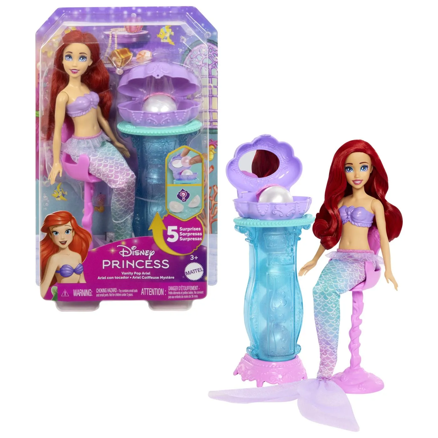 DISNEY PRINCESS PAPUSA ARIEL SI MASUTA DE MACHIAJ CU SURPRIZE - imagine 10