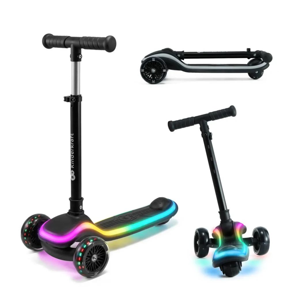 TROTINETA CU LUMINI KINDERKRAFT RAKET, BLACK