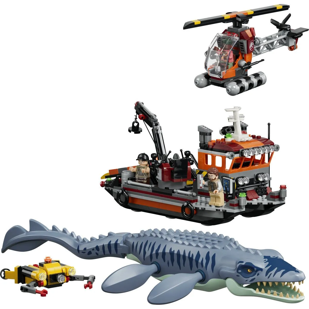 LEGO JURASSIC WORLD UN MOSASAURUS ATACA O BARCA 77983 - imagine 2
