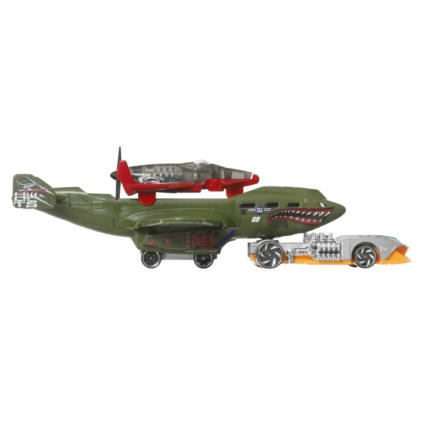 SET AVION SI MASINA HOT WHEELS SUPER RIGS TURBOLENCE TUG - imagine 2