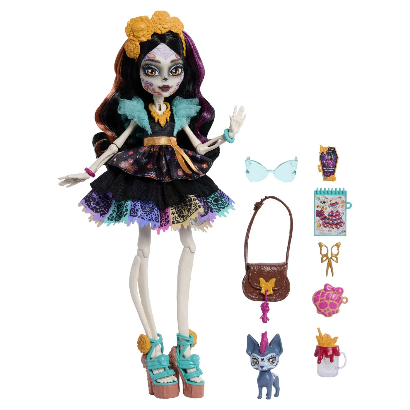MONSTER HIGH PAPUSA SKELITA CALAVERAS CU ACCESORII - imagine 2