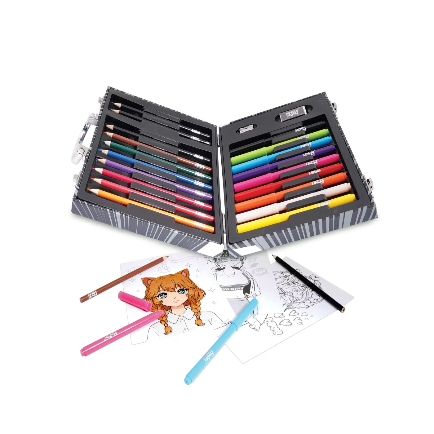 HAPPI HOBBI ART CASE SET DE DESEN DELUXE CU 50 DE ACCESORII MANGA - imagine 2