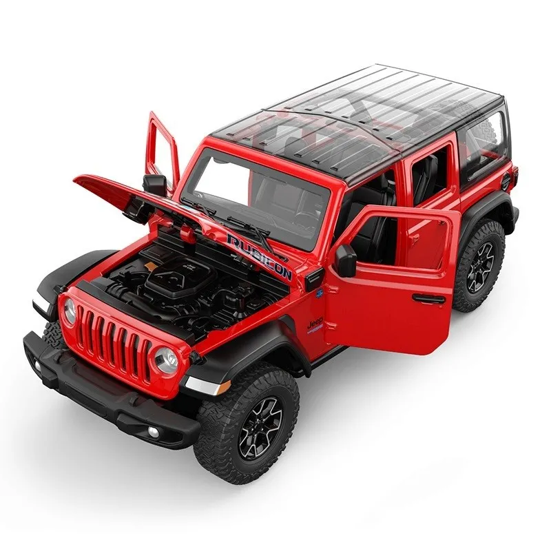 MASINUTA METALICA JEEP WRANGLER RUBICON 4XE ROSU SCARA 1 LA 24 - imagine 2
