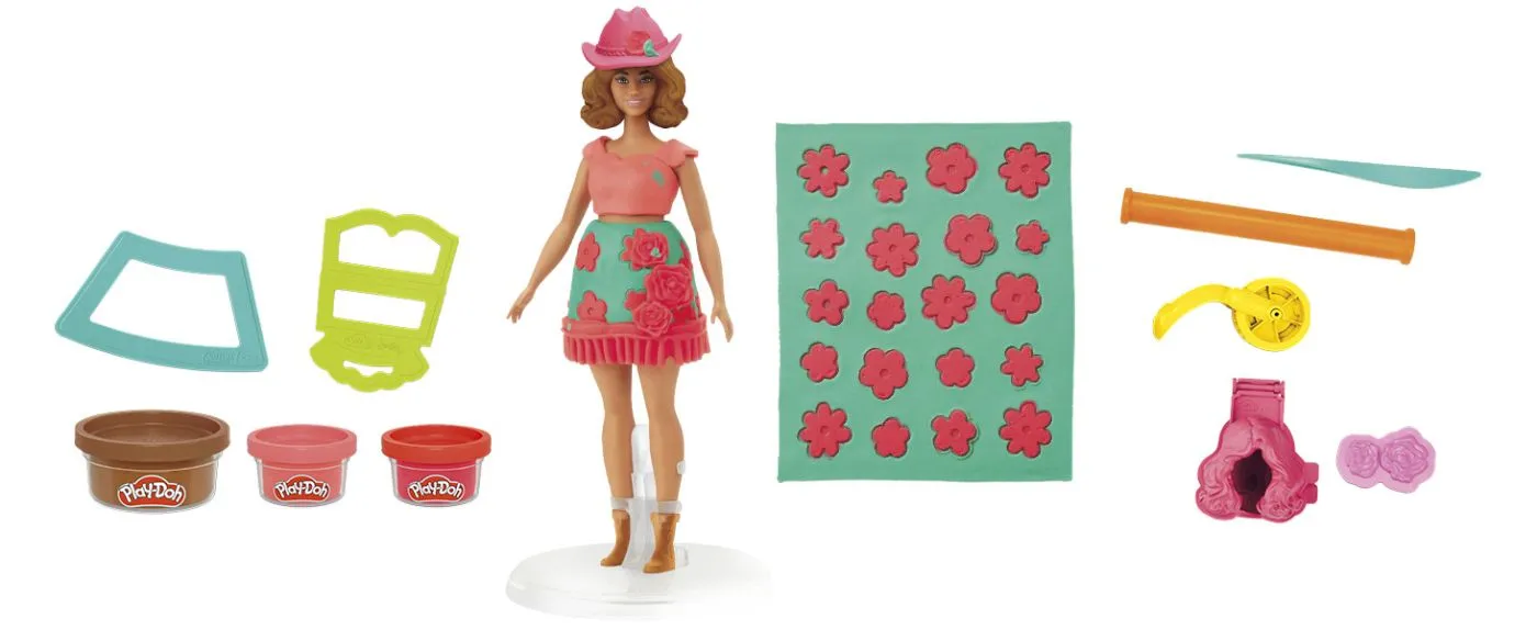 PLAY DOH BARBIE SET CREATII VESTIMENTARE CU FLORI SI FRANJURI COWBOY - imagine 2
