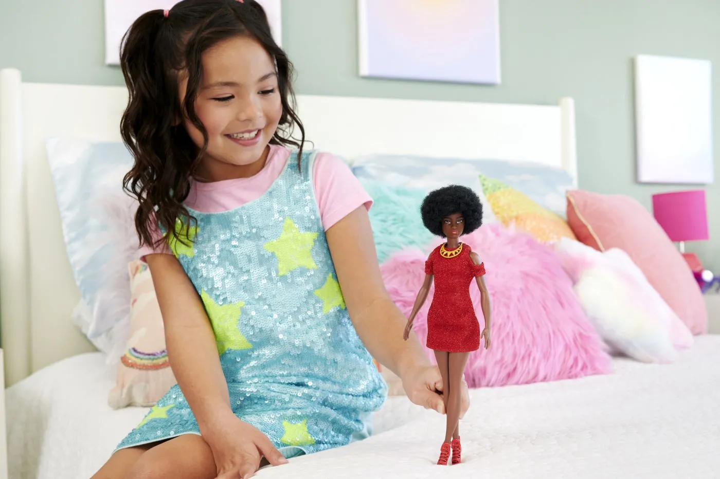 BARBIE FASHIONISTAS PAPUSA BARBIE MULATRA CU PAR AFRO - imagine 3