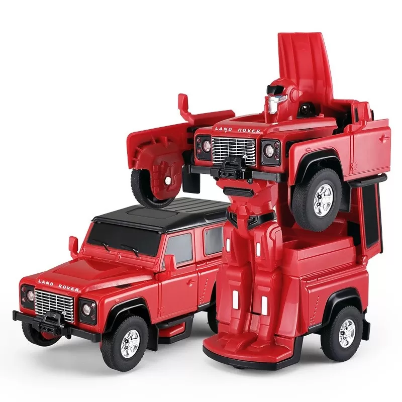 MASINUTA METALICA CONVERTIBILA LAND ROVER DEFENDER ROSU CU SCARA 1 LA 32 - imagine 3
