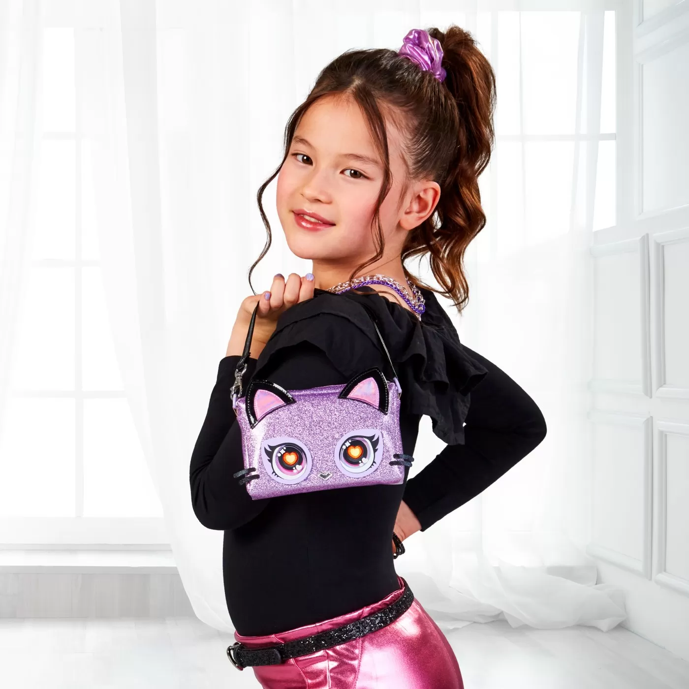 PURSE PETS RAINBOW LIGHTS GENTUTA INTERACTIVA PURDY PURRFECT - imagine 3