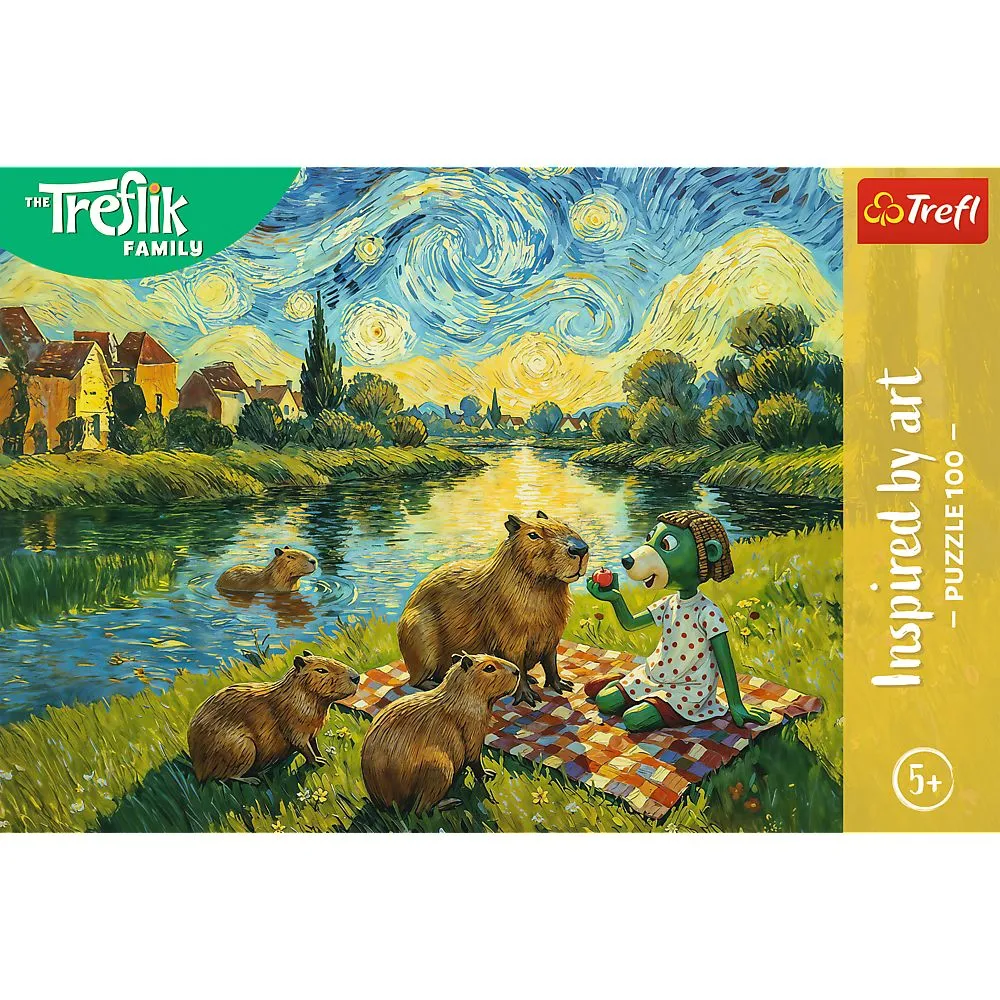 PUZZLE TREFL 100 FAMILIA TREFLIK INSPIRAT DE ARTA HRANIREA CAPIBARELOR - imagine 3