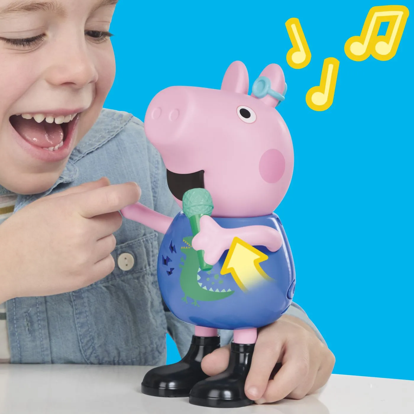 PEPPA PIG FIGURINA GEORGE INTERACTIVA CANTA SI GLUMESTE - imagine 3
