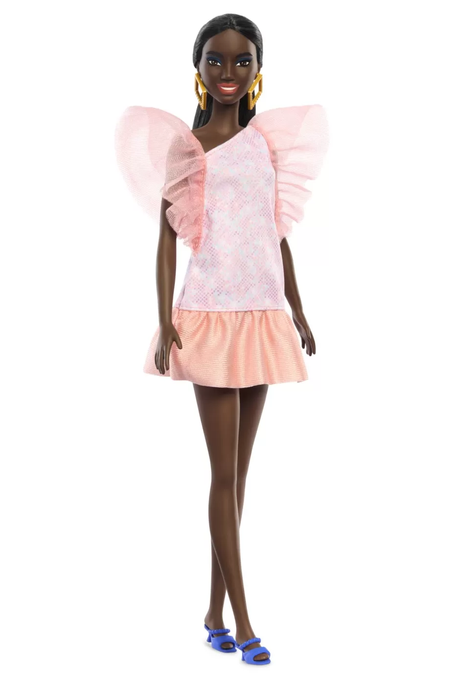 PAPUSA BARBIE FASHIONISTA AFRO-AMERICANA CU ROCHIE PEACH - imagine 4