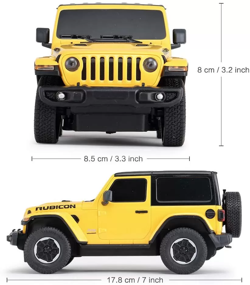 MASINA CU TELECOMANDA JEEP WRANGLER RUBICON GALBEN CU SCARA 1 LA 24 - imagine 4