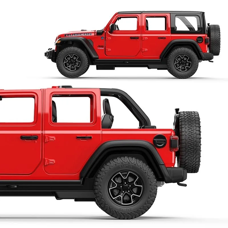 MASINUTA METALICA JEEP WRANGLER RUBICON 4XE ROSU SCARA 1 LA 24 - imagine 4