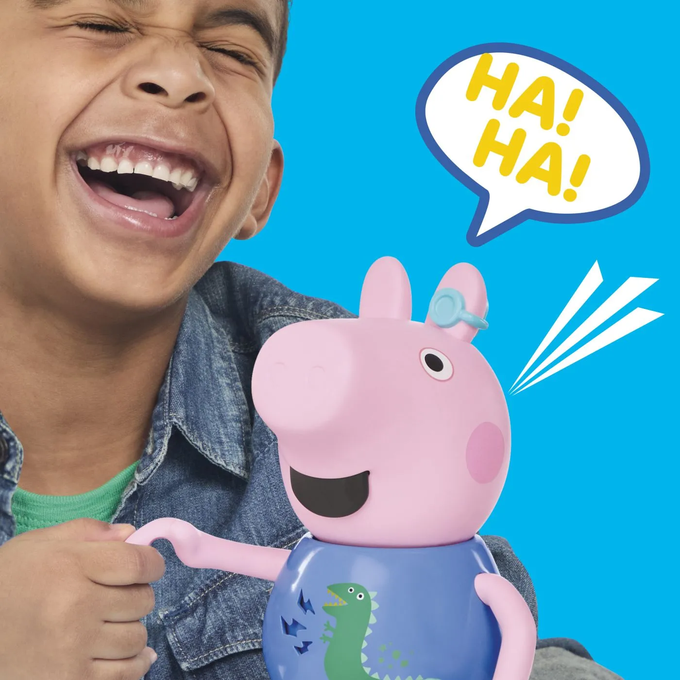 PEPPA PIG FIGURINA GEORGE INTERACTIVA CANTA SI GLUMESTE - imagine 4