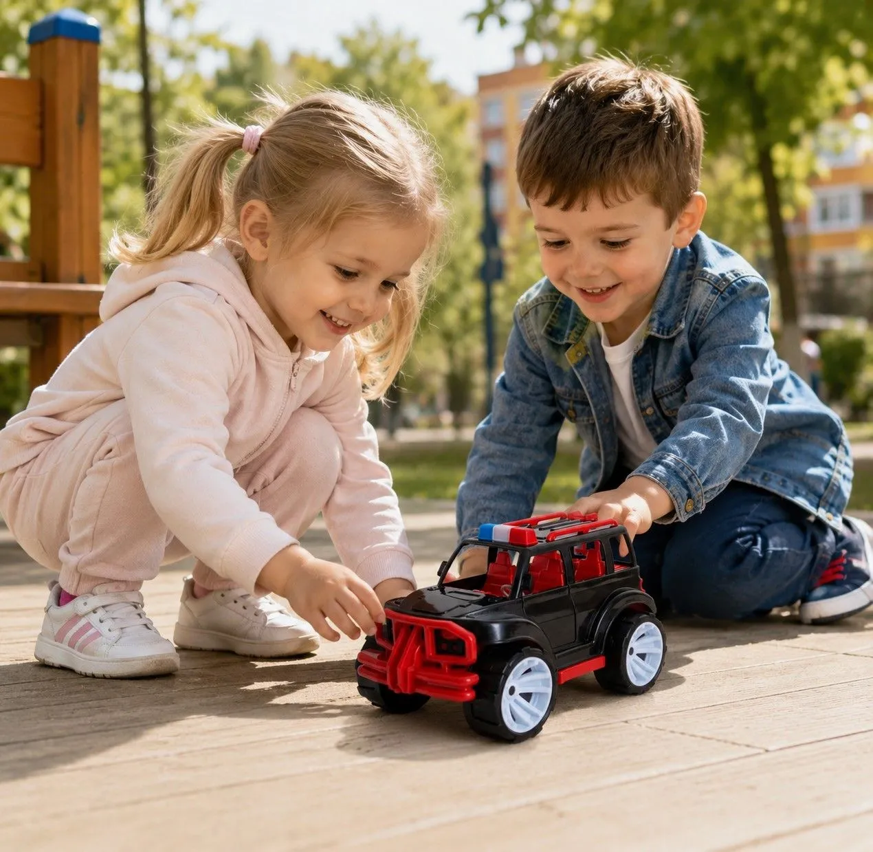 MASINA JEEP OFF ROADER NEGRU ROSU 32CM - imagine 4