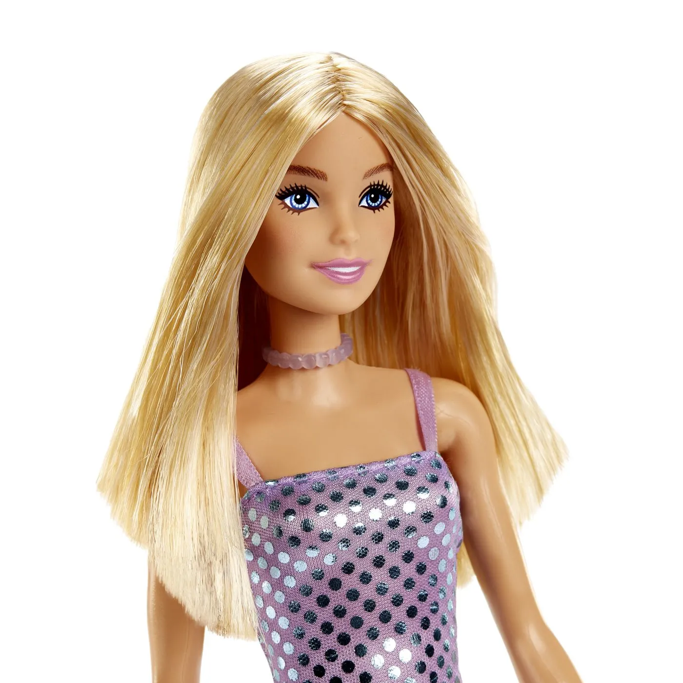 PAPUSA BARBIE TINUTE STRALUCITOARE BLONDA CU ROCHITA MOV - imagine 4
