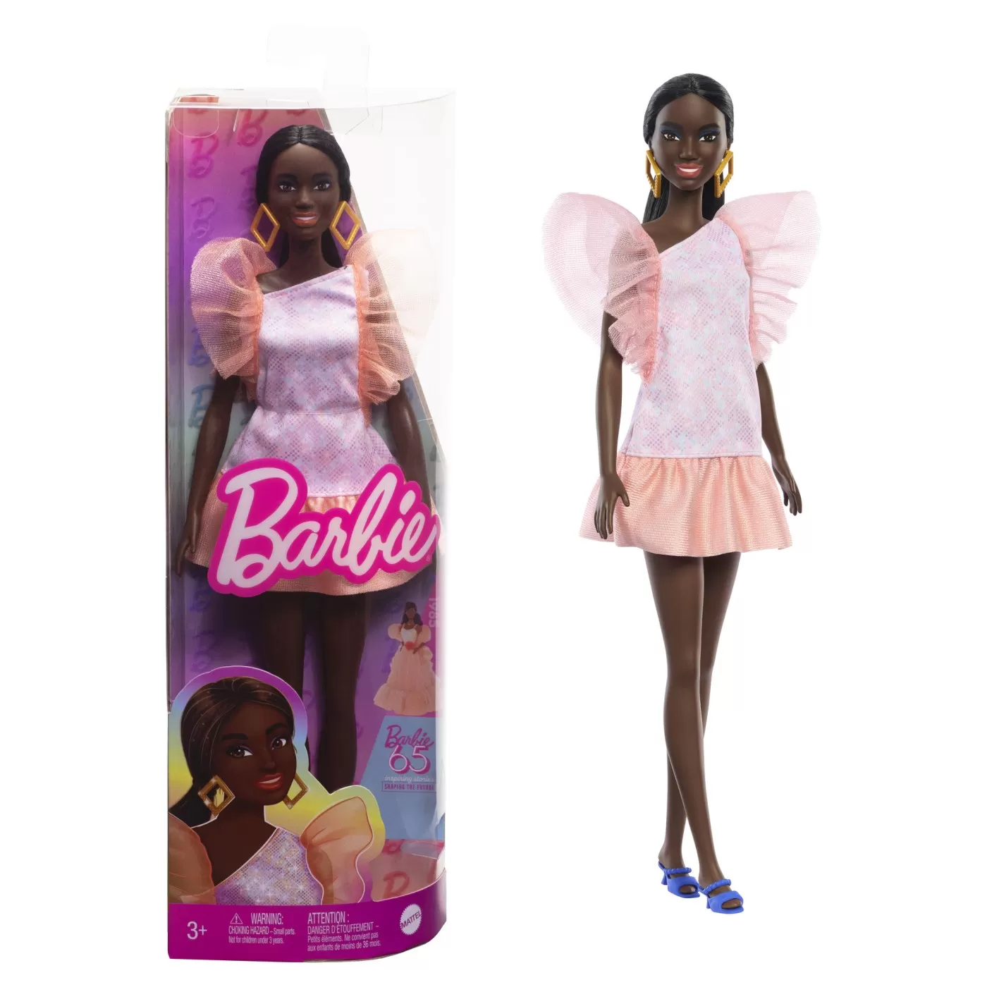 PAPUSA BARBIE FASHIONISTA AFRO-AMERICANA CU ROCHIE PEACH - imagine 5
