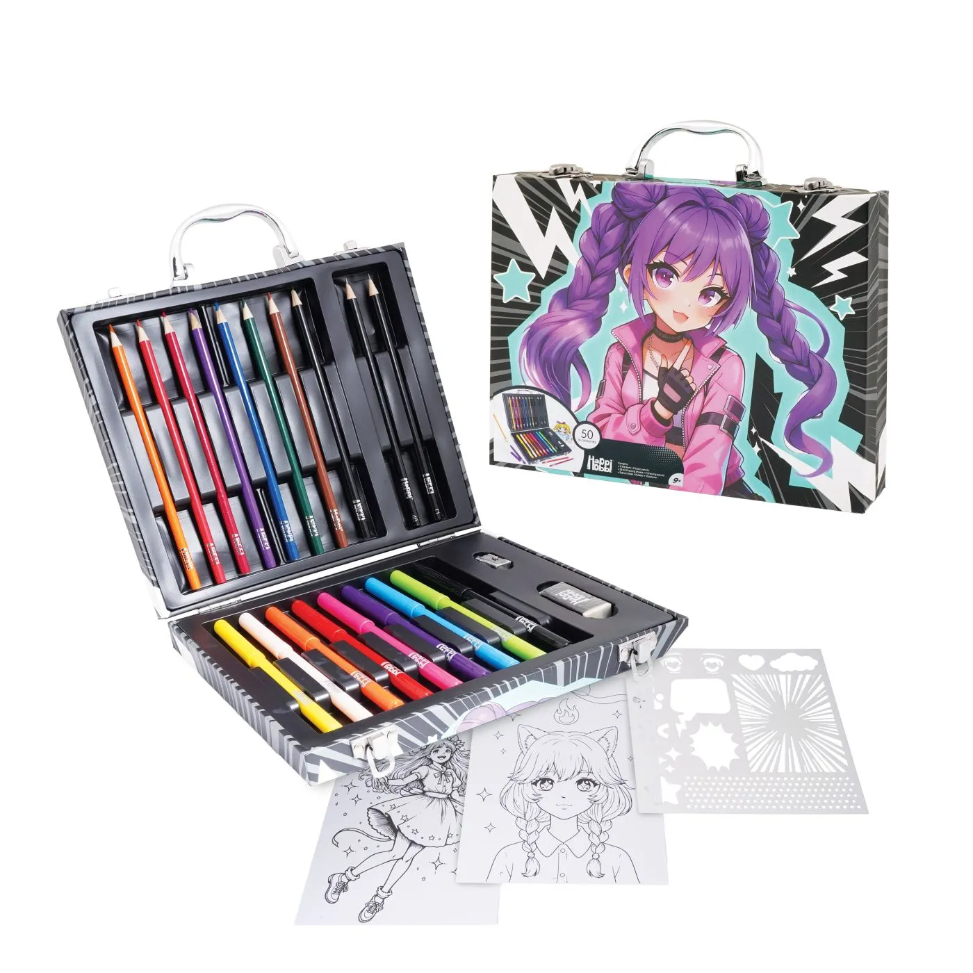 HAPPI HOBBI ART CASE SET DE DESEN DELUXE CU 50 DE ACCESORII MANGA - imagine 5