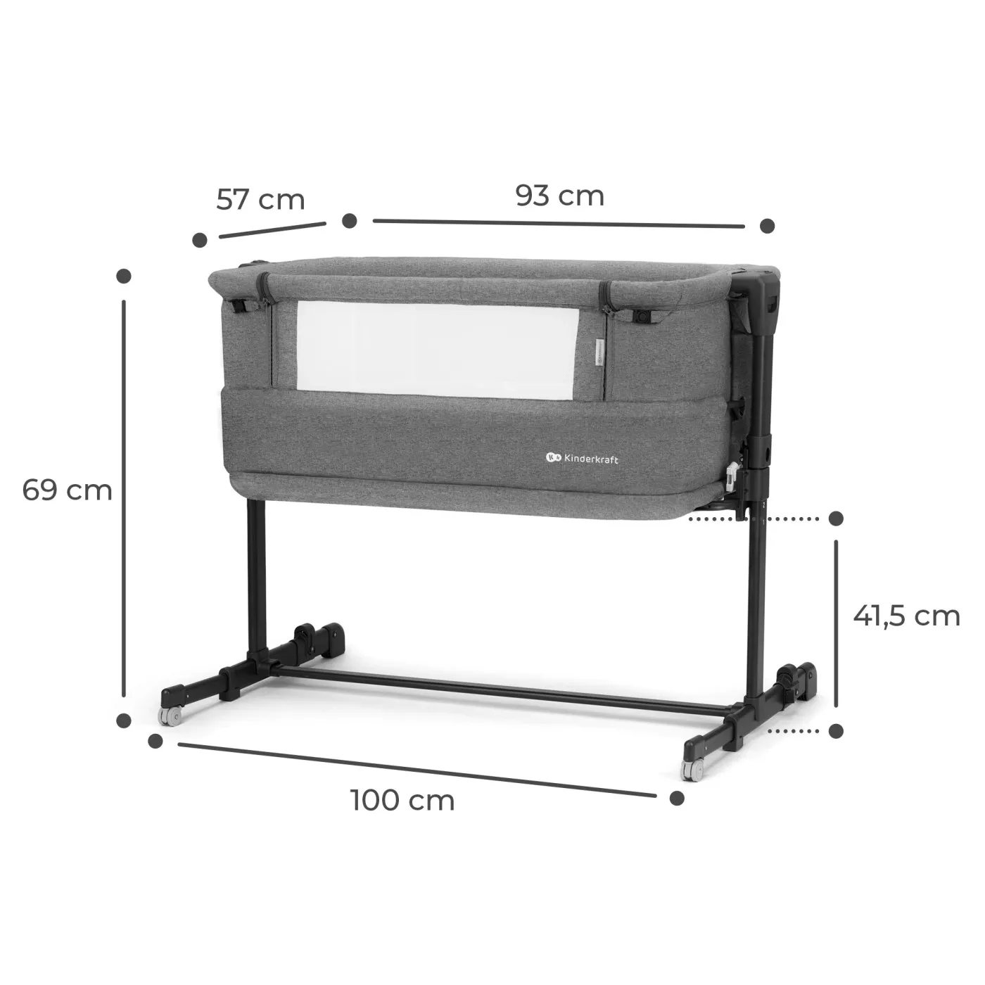 PATUT CO-SLEEPER KINDERKRAFT NESTE GROW, GRI INCHIS - imagine 5