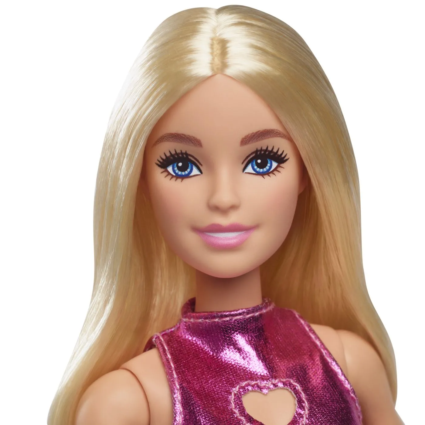 BARBIE PAPUSA BARBIE FASHIONISTAS BLONDA CU ROCHITA ROZ METALICA - imagine 6