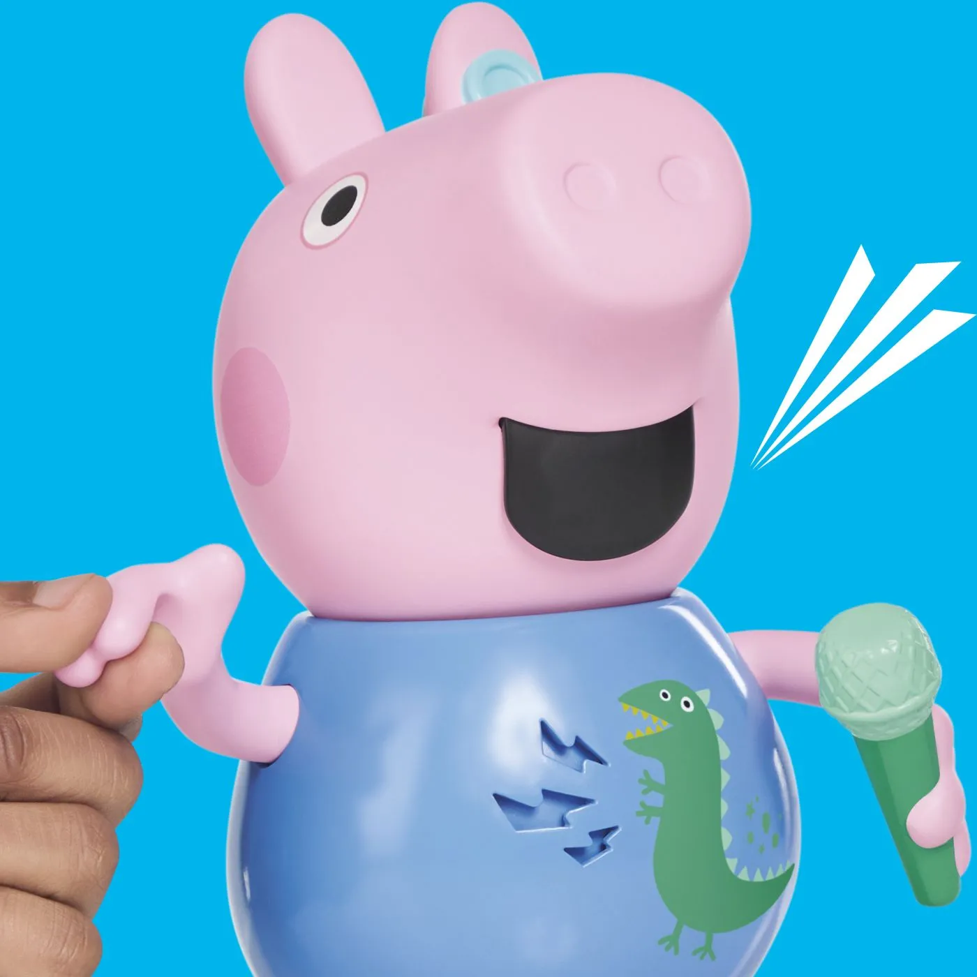 PEPPA PIG FIGURINA GEORGE INTERACTIVA CANTA SI GLUMESTE - imagine 6