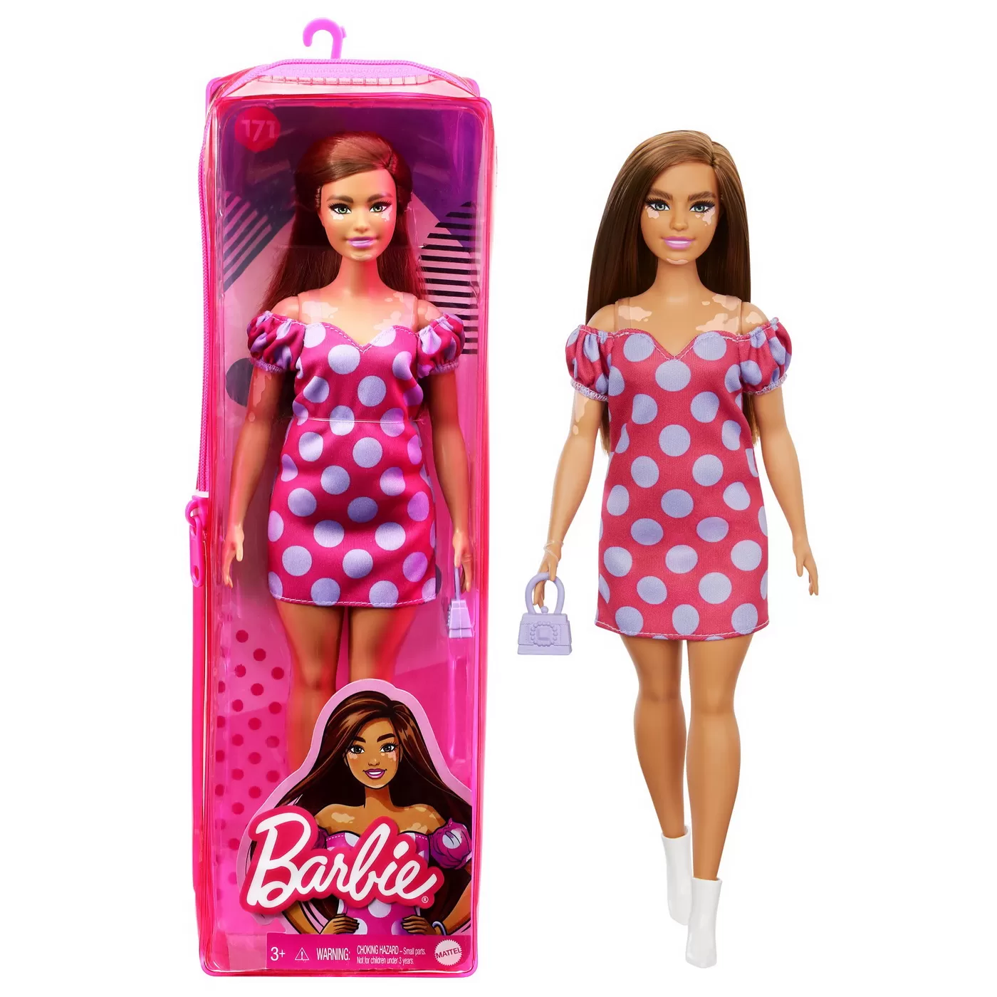 PAPUSA BARBIE FASHIONISTA SATENA CU ROCHIE ROZ CU BULINE - imagine 9