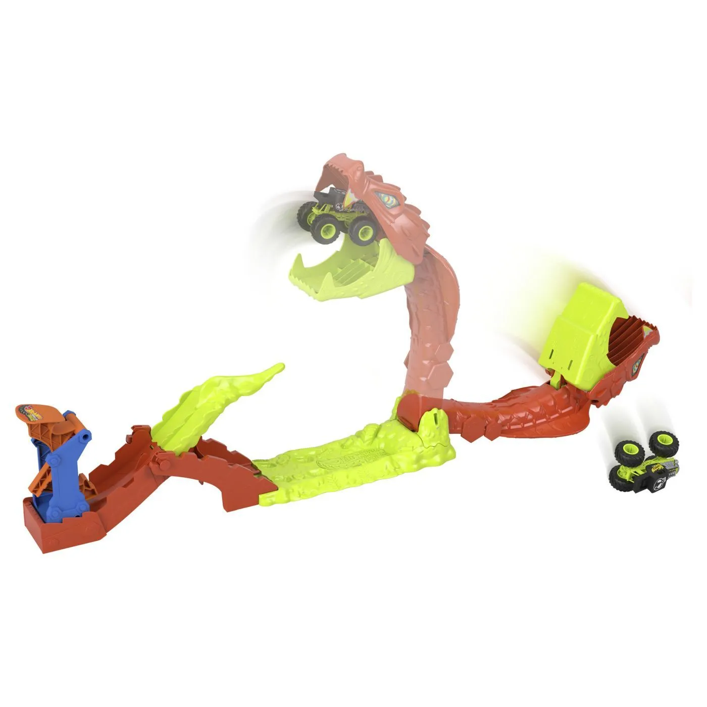 HOT WHEELS MONSTER TRUCK SET DE JOACA PISTA INVINGE SARPELE URIAS CU MASINUTA BONE SHAKER INCLUSA - imagine 9